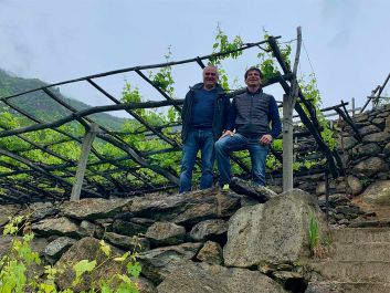 Andrea and Roberto Ferrando have taken on the challenge of continuing to farm pergola-trained Nebbiolo on the ancient terraces of the Carema appellation.                                                                (Robert Camuto)