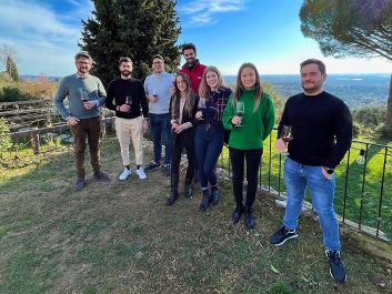 Young members of Valpolicella's wine industry are working together to craft the region's future: From left, Giovanni ederle, Davide Manara, Nicola Perusi, Piergiovanni Ferrarese, Sofia Arduini, Emma Campagnola, Noemi Pizzighella and Paolo Creazzi.                                                                (Robert Camuto)