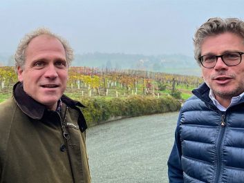 Though Olim Bauda is best known for its Barbera d'Asti, the family behind it, including brothers Dino (left) and Gianni Bertolino, is committed to continuing the tradition of growing Grignolino to produce a lighter alternative to the area's bold reds.                                                                (Robert Camuto)