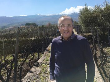 Paolo Caciorgna in the first small vineyard he purchased on Mount Etna                                                                (Robert Camuto)