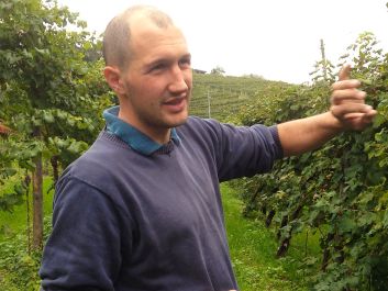 Christian Zago in his family vineyards in Valdobbiadene                                                                (Robert Camuto)