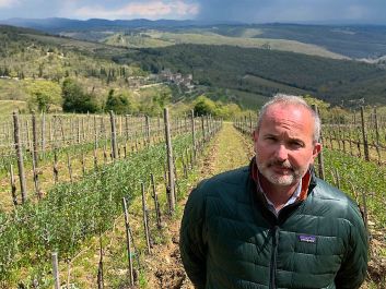 Michele Braganti walks the hilly vineyards above Monteraponi.                                                                (Robert Camuto)