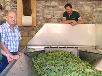 Leonildo Pieropan flanked by his sons Andrea (left) and Dario (right)                                                                (Robert Camuto)