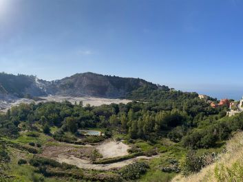 Smoldering plumes of sulfurous gas still rise from the Solfatara volcanic crater in the Campi Flegrei area of Naples.                                                                (Robert Camuto)