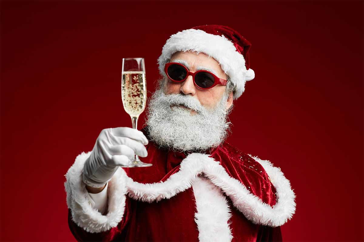 Santa and champagne