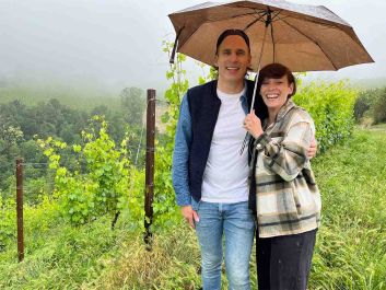 Carlo Mondavi and Giovanna Bagnasco at their Sori della Sorba vineyard