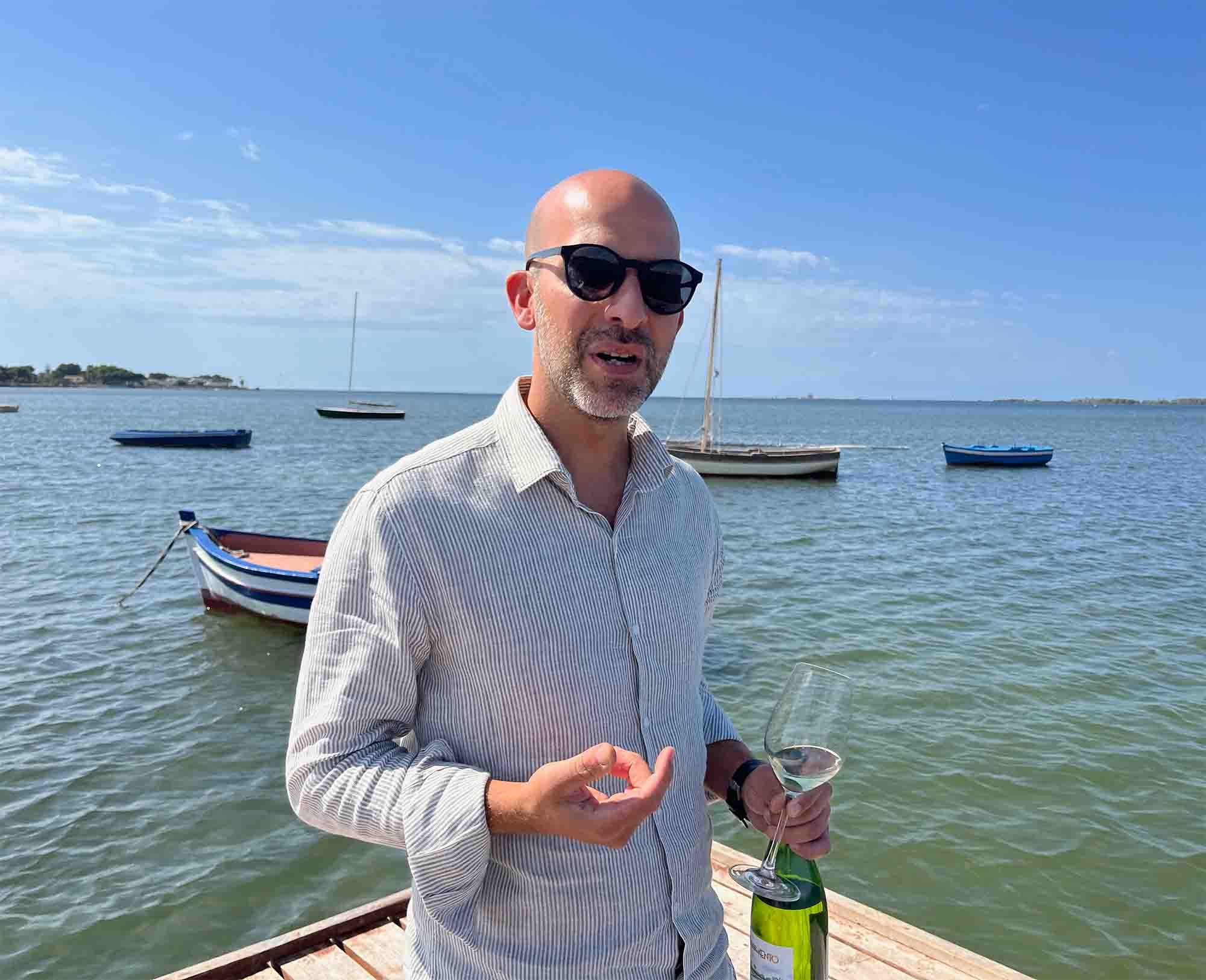 Russo in Officina's tasting room